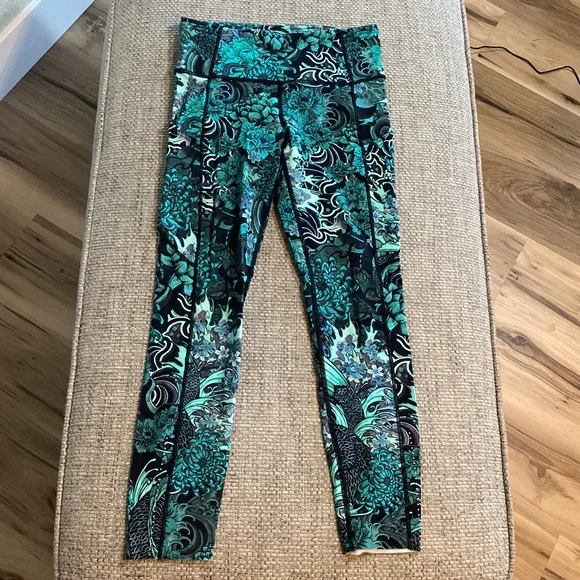 Lululemon Fast & Free 7/8 Tight II 25” Nulux Memoir Multi Green sz6 - Picture 3 of 9